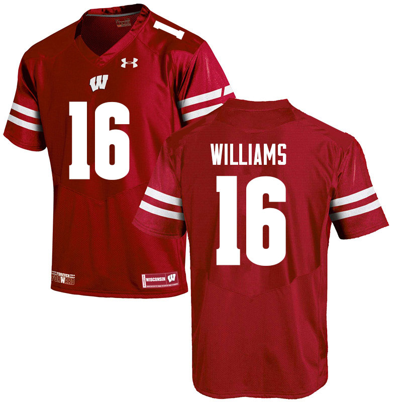 Men #16 Amaun Williams Wisconsin Badgers College Football Jerseys Sale-Red - Click Image to Close